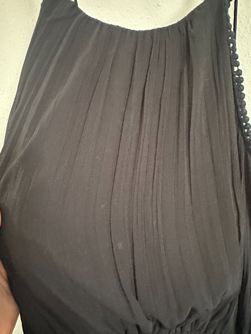 Abercrombie & Fitch Black Pleated Mini Dress M Sheer Chiffon Sleeveless Spaghett - Picture 6 of 7